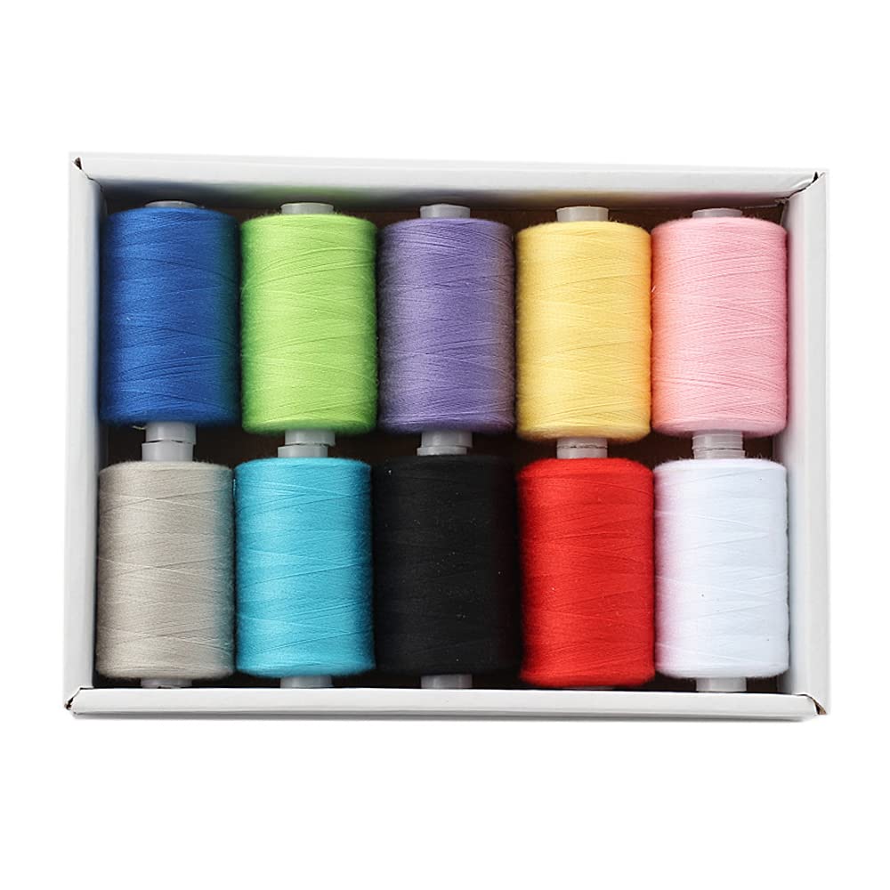 Cenpek Sewing Thread 10 Colors 1000 Yards/914M, Threads Polyester Assorted Colors Embroidery Purpose,Great For Sewing Machine Or Hand Work,Great For Hand Needle Works And Arts