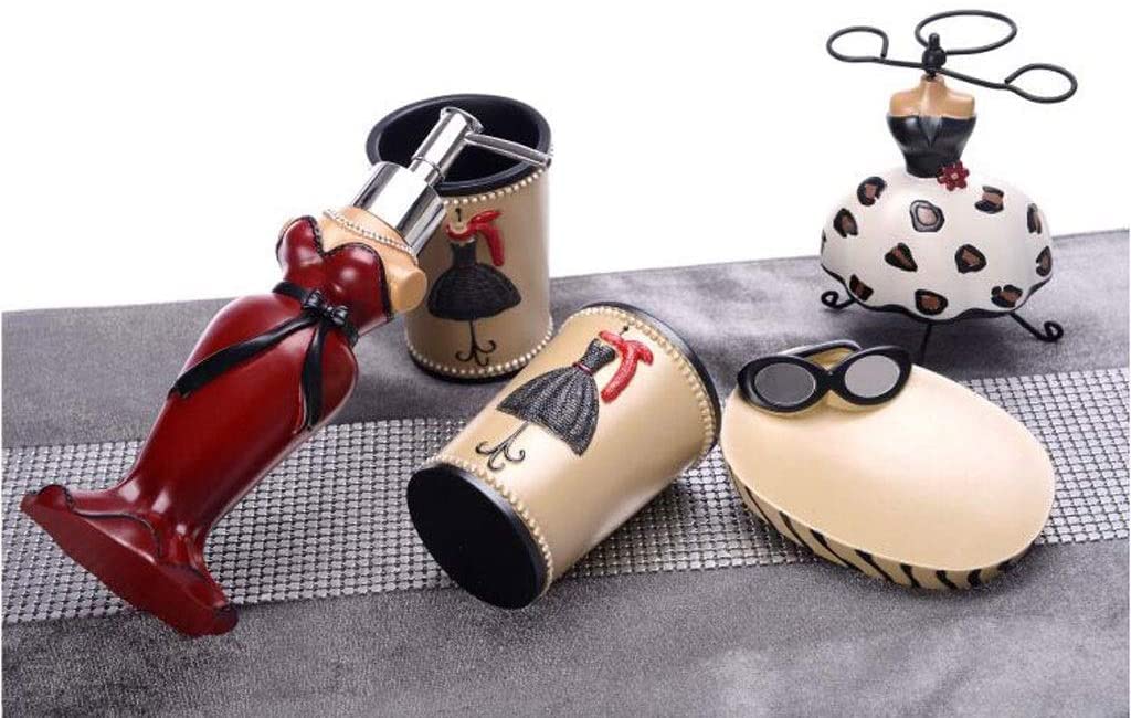 Juego de Accesorios baño Kit Juego De Accesorios De Baño De Resina, Soporte para Cepillo De Dientes, Vaso, Jabonera, Dispensador De Jabón, Juego De Baño Conjunto baño Set para el baño(6pcs)