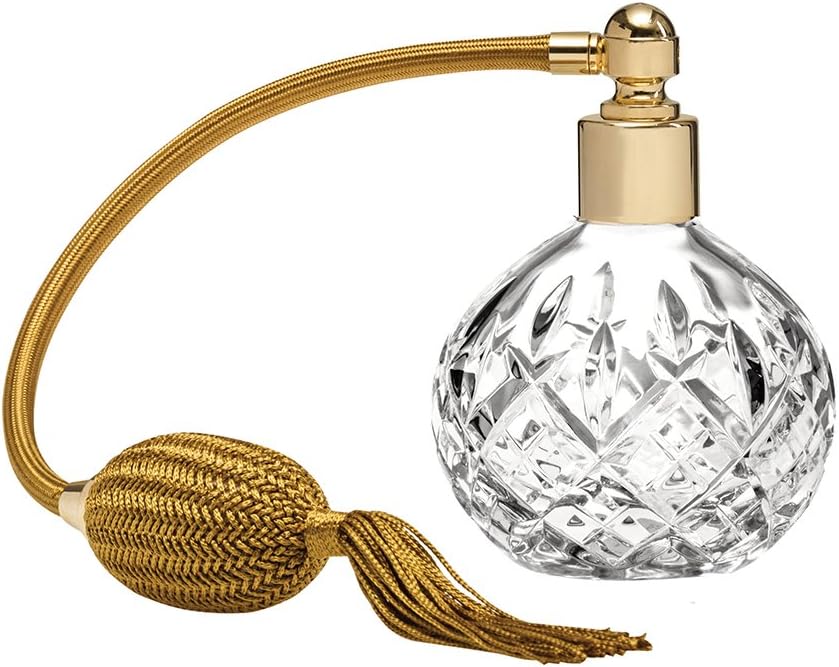 Royal Scot Crystal London Round Perfume Atomiser with Gold Puffer