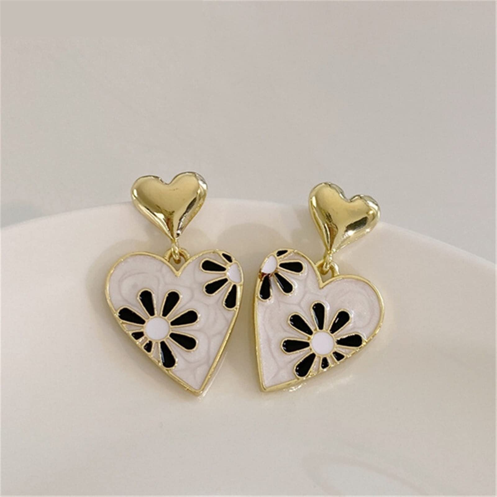 HJMMHX Orecchini da Donna Orecchini Pendenti con Smalto a Goccia a Forma di Cuore alla Moda per Orecchini di Gioielli di Moda da Donna