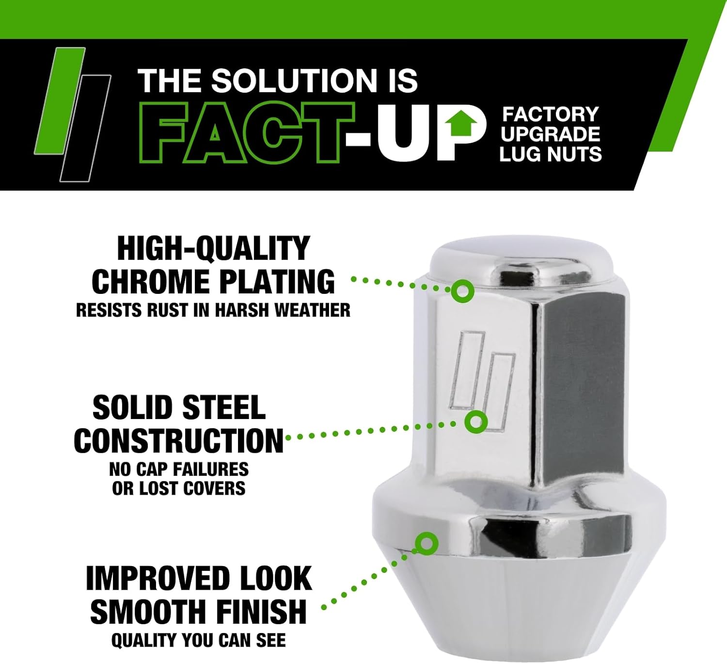 DPAccessories Chrome Lug Nuts | Compatible Replacement for Ford Lincoln | ACPZ-1012-B | for Factory/OEM Wheels Only | Set of 24 | DFO141502F-CH/024