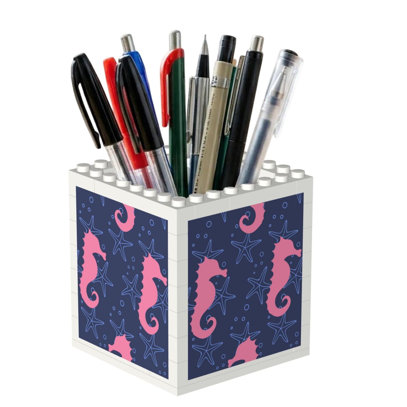 Poadnly Seahorse Silhouette Starfish, Pen Pot Pencil Holder for Office Home School, Compact Desk Organiser for Office Stationery