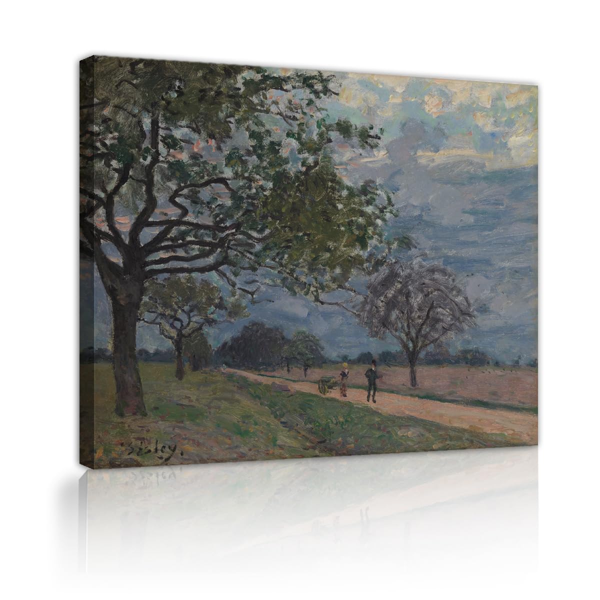 TOANGWALL Moody Cloudy Landscape Canvas Wall Art Studio Alfred Sisley The Road from Versailles to Louveciennes Famous Painting Framed Picture for Hotel Decor 80x95cm