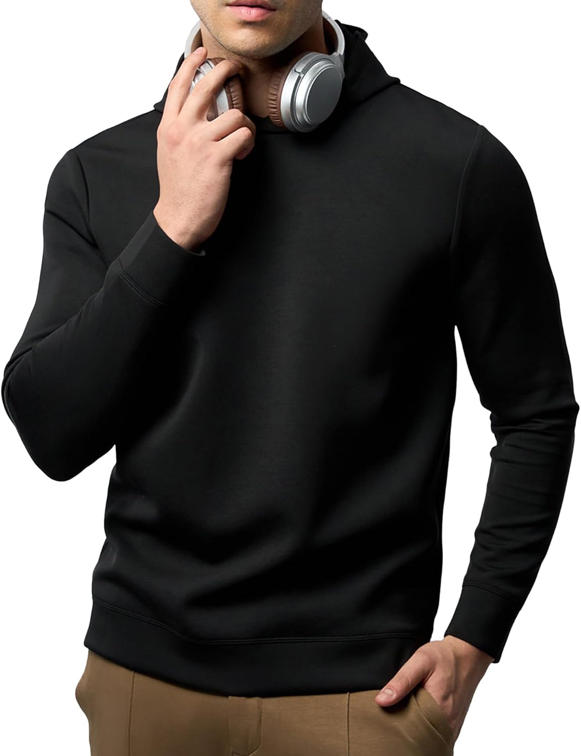 Fioboc Hoodies for Men, Casual Crewneck Mens Sweatshirt Long Sleeve Athletic Modal Sweat Shirts