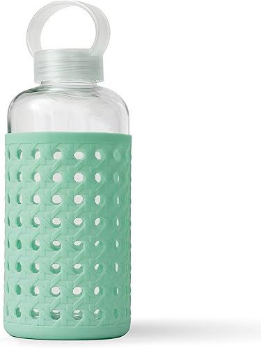 Apana Botellas de agua de vidrio para yoga, sin BPA, funda antideslizante, tapa a prueba de fugas, reutilizable, 19 onzas y 32 onzas, botella de