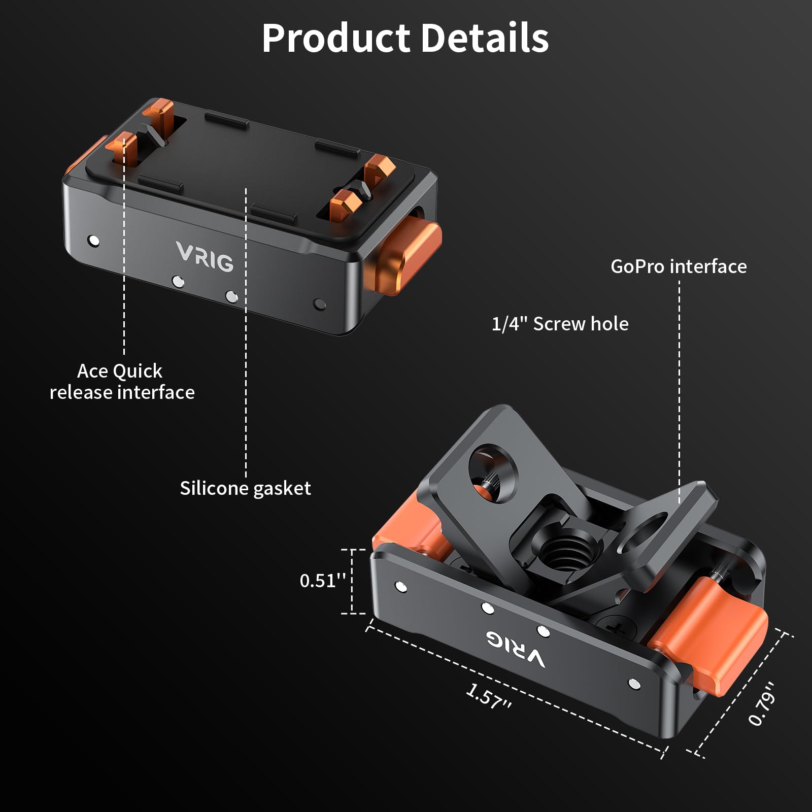 VRIG AC-10 - Base magnetica per Insta 360 Ace/Ace Pro 2/X5, adattatore magnetico a sgancio rapido, supporto per treppiede in metallo, con filo da 1/4" e supporto pieghevole