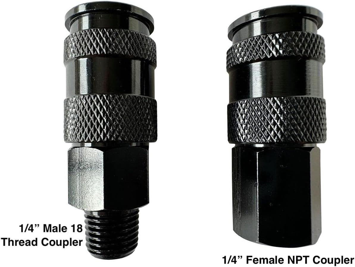 SANFU Air Hose Fittings, Aluminum AMT Universal Air Coupler Air Plug Kit, 1/4 Inch Threads Size, Lightweight, 15 Pieces Air Compressor Accessories Fittings Kit(Black)
