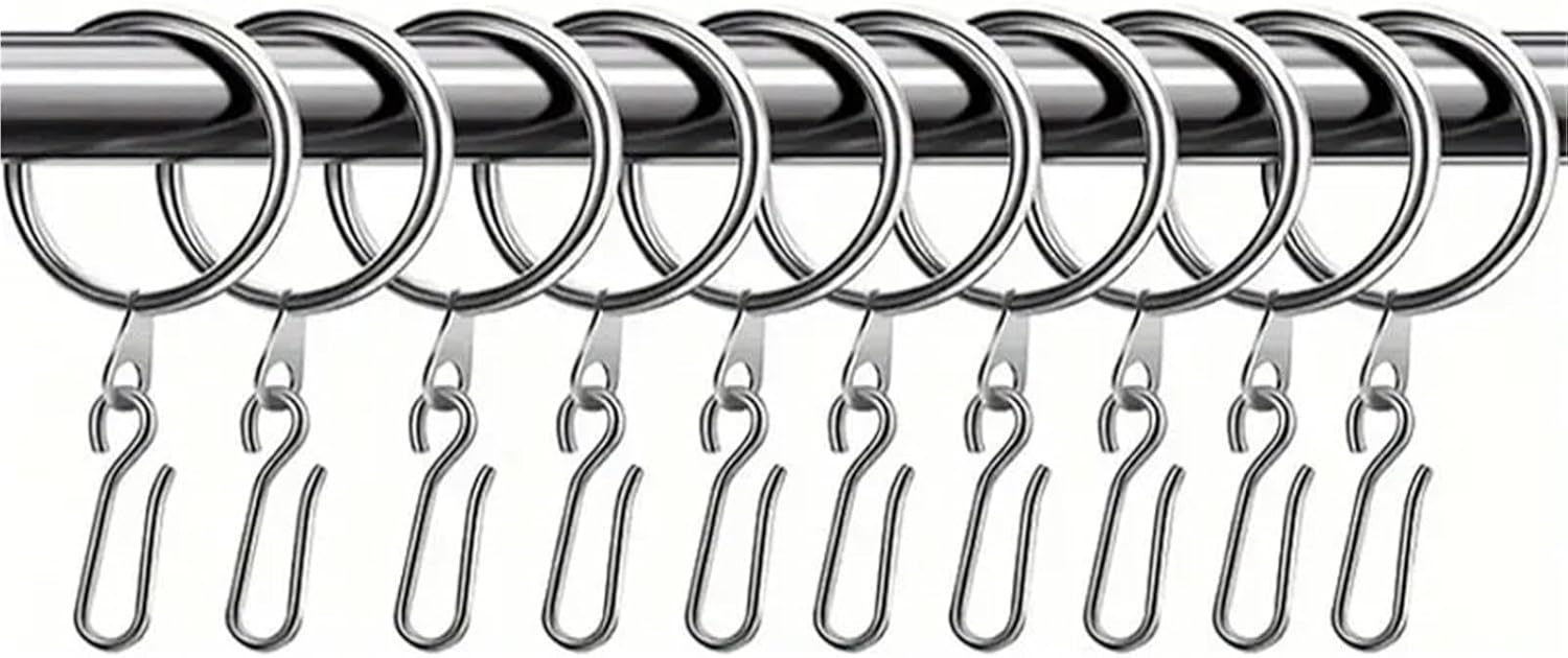 Curtain rings, Curtain Rings 90Pcs Metal Drapery Hanging Rings with Pin Hooks(SizeA)