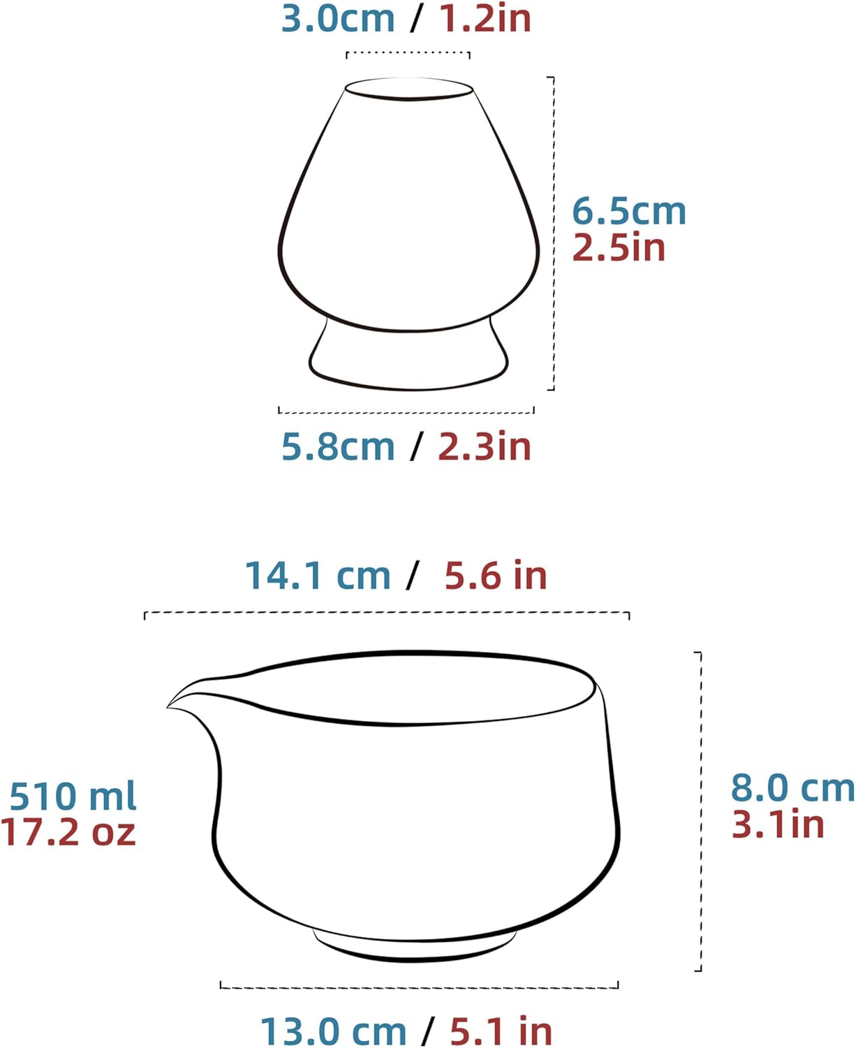 TEANAGOO Matcha Bowl with Spout and Whisk Holder