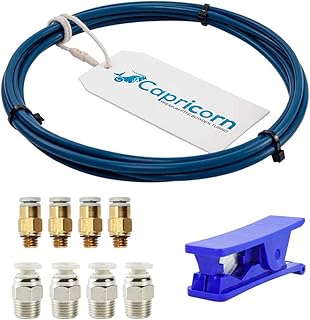 Official Creality 3D Capricorn XS Series Bowden Tube, PTFE Bowden Tube (2 Meters) with 4Pcs PC4-M6 Fittings and 4Pcs PC4-M10 Fittings for 3D Printer 1.75mm Filament