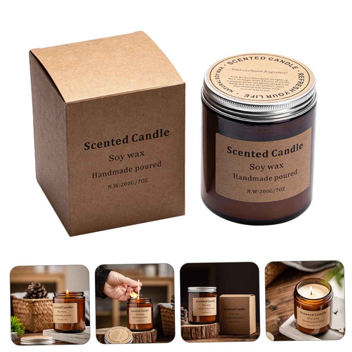 Vela de Aromaterapia de Cera Natural 200g en Vidrio