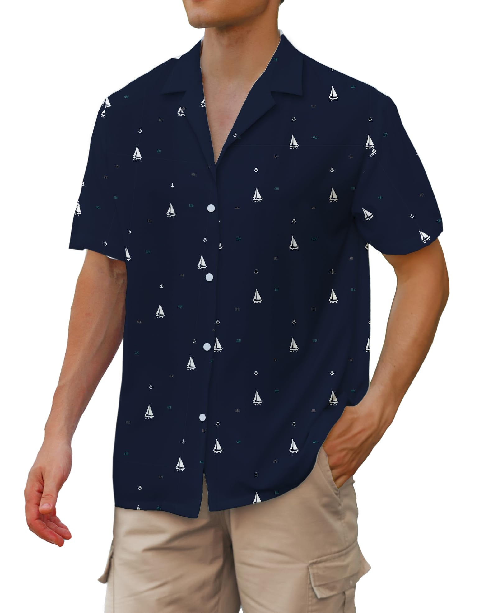 Cromoncent Hawaiian Shirt for Boy&amp;Men Short Sleeve Cuban Collar Tropical Holiday Summer Beach Shirts