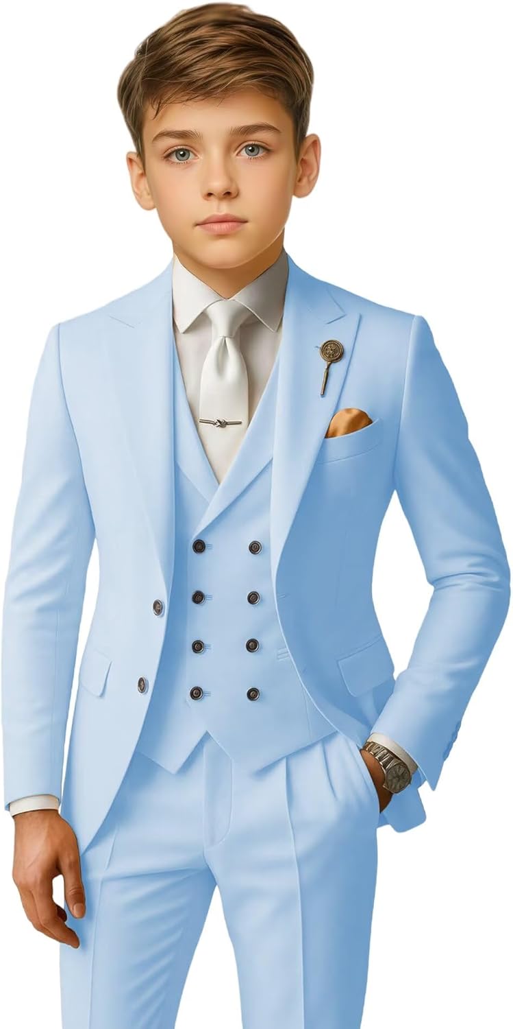Kids Suits for Boys Wedding Boy Dress Suit Toddler Christening Formal Wear 3 PCS Easter Prom Tuxedo Outfits 2T-20Y