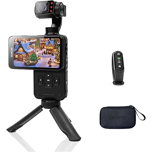 ORDRO M5 Pocket Camcorder, 4K 60FPS Video Camcorder 3-Axis Stabilisation IR Night Vision Pocket Camera for Vlogging,3.5inch IPS Touch Screen Portable Camera with 120° Wide Angle, Remote Control