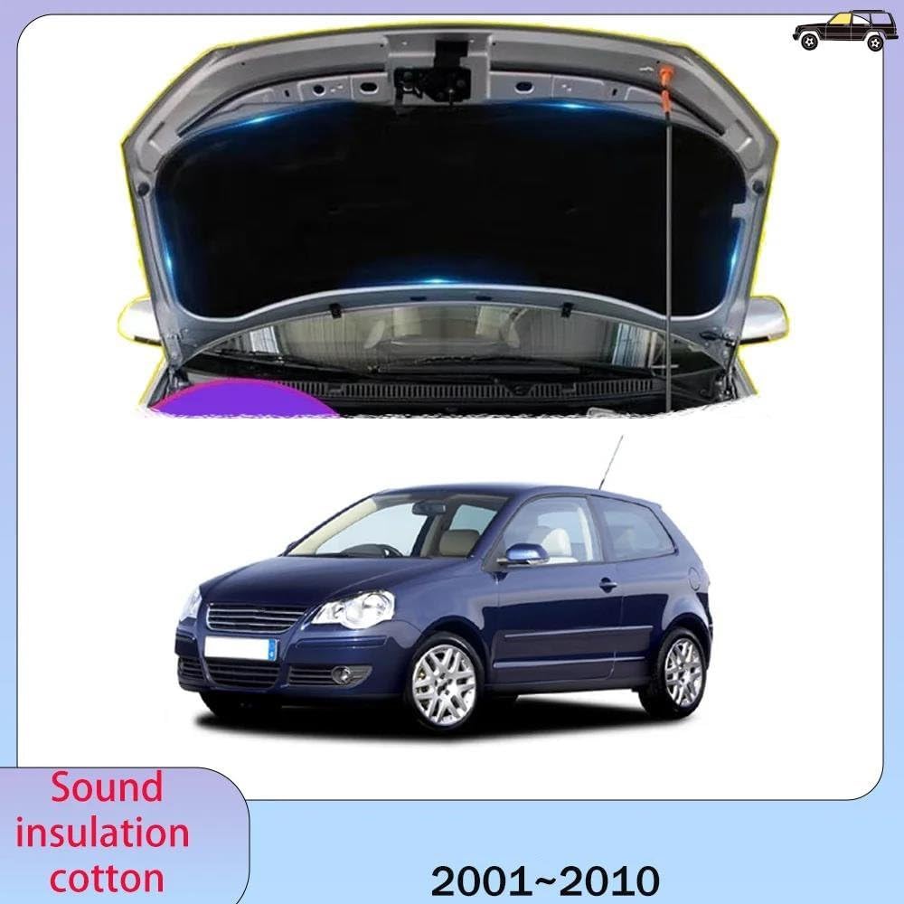 Automobile Insulation for VW for Polo Mk4 2001-2010 Car Front Hood Engine Linin Thermal Insulation Cotton Soundproof Mat Cover(Aluminum foil)