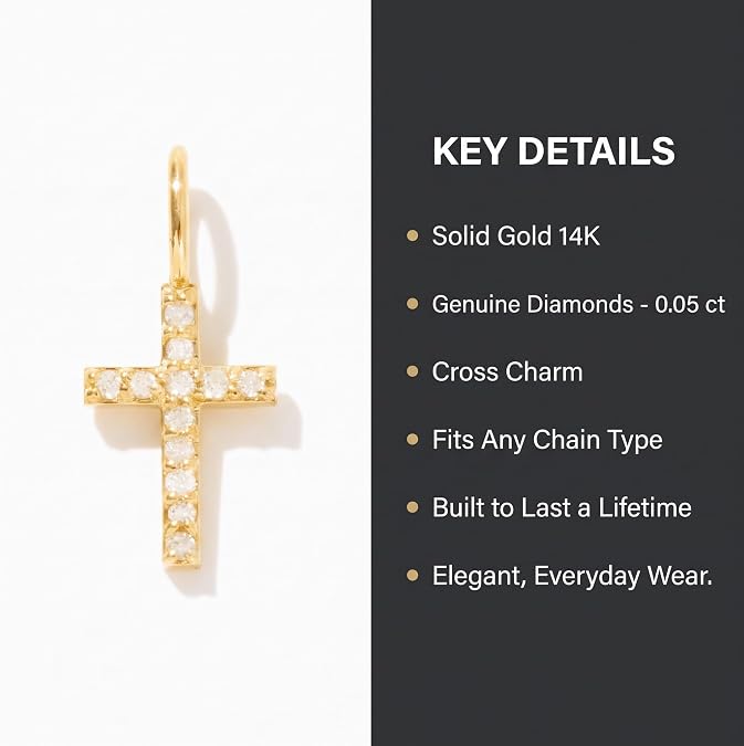 Gelin Petite Diamond Cross Pendant in 14k Solid Gold