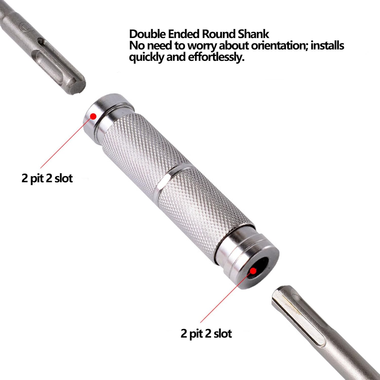 Luocute Adapter Fit for SDS Plus to SDS Plus, High Carbon Steel and CR V Drill Bit Extension Shaft with 10.23 Inch Length, for Rotary Hammer Adapted Tools and Hole Saw