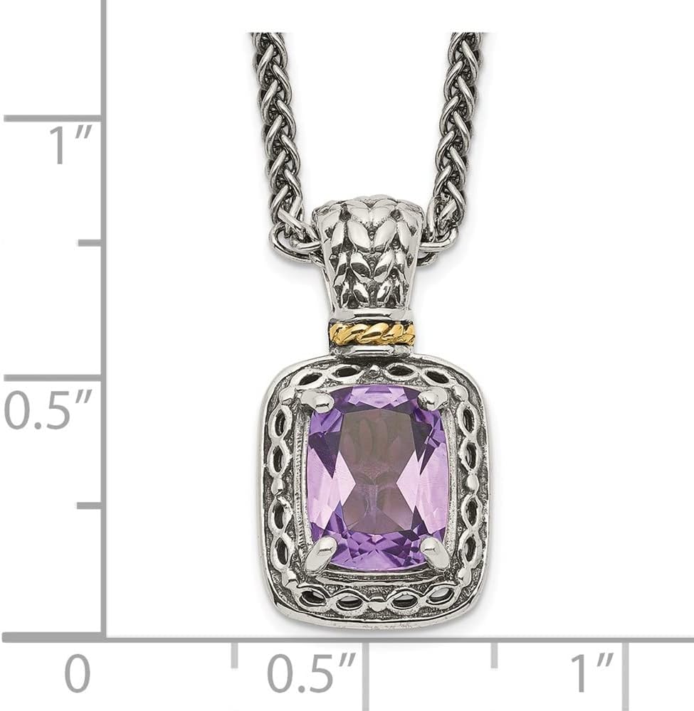 Diamond2Deal Sterling Silver and 14k Gold Antiqued Amethyst Necklace