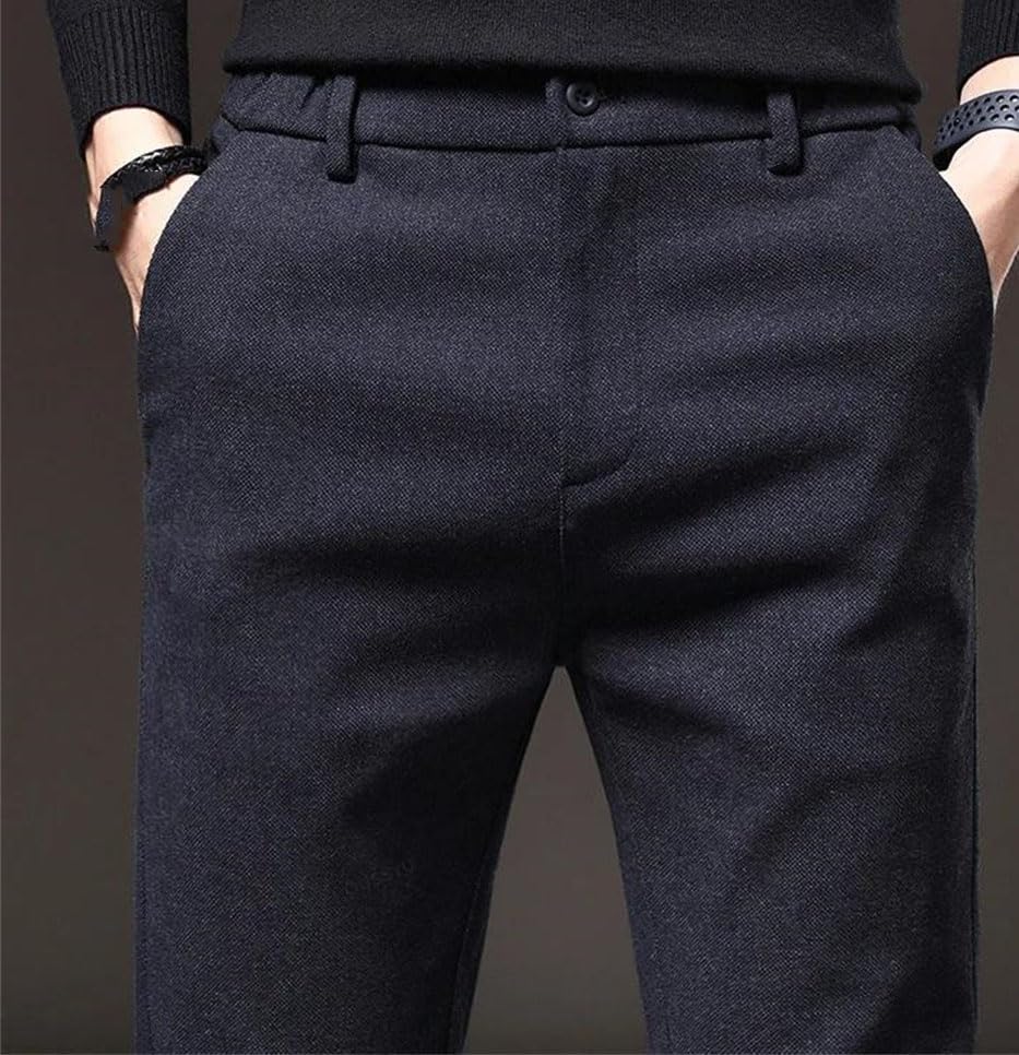 Men's Winter Casual Pants - Thick Business Fashion Korean Slim Fit Stretch Outdoor Trousers2