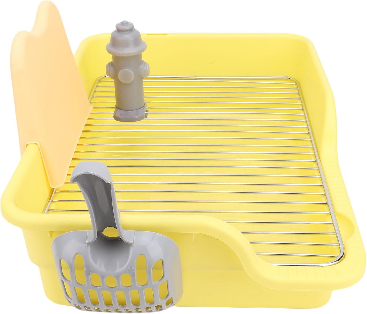Fabater Dog Toilet, 49x33.5cm Stainless Steel Mesh Easy Clean Stable Pee Pad Holder, Indoor Puppy Toilet with Cat Litter Shovel for Small Medium Dogs to Keep Paws Dry and Floors Clean (Yellow)