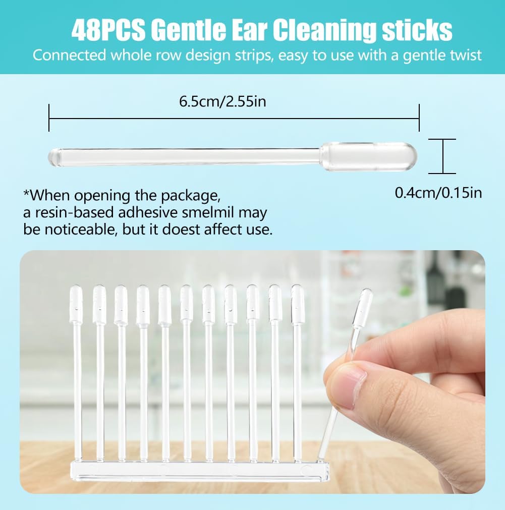 48PCS Sticky Ear Cleaning Stick, 2026 New Earwax Removal Adhesive Swabs, Washable Design, Sticky Ear Cleaner, Portable Earwax Removal Tools for All Ages