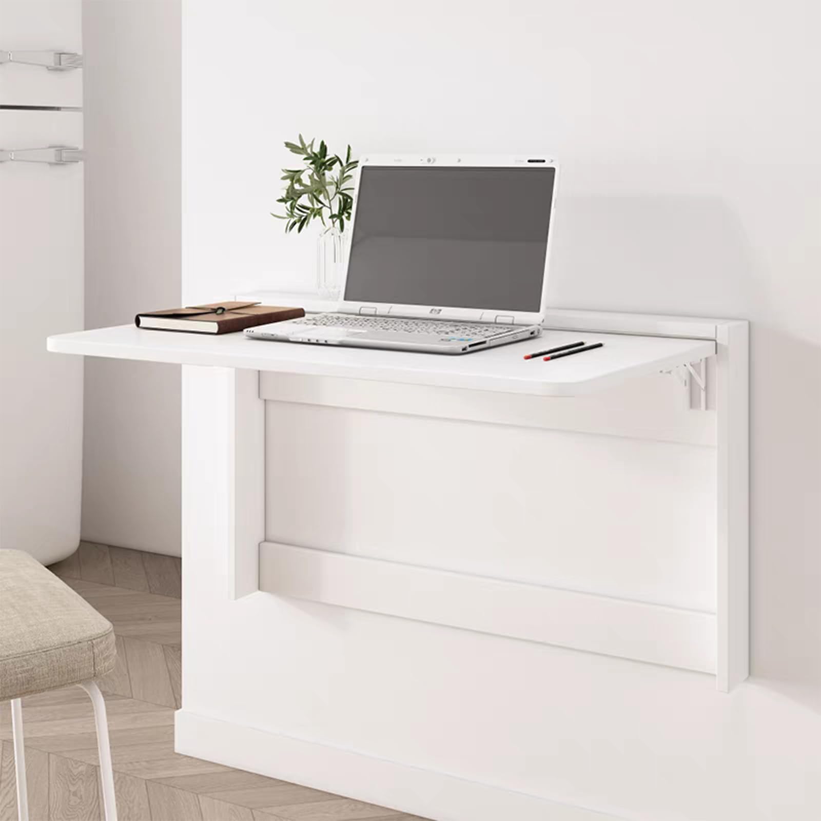 Table pliante murale bureau d'ordinateur blanc pour petits espaces