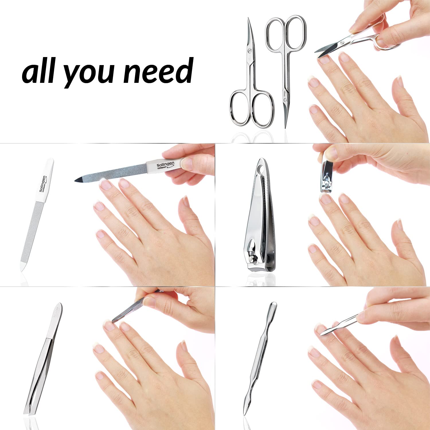 Solingen Manicure Set for Women & Men, 7-Piece Pedicure Kit Made in Germany with Nail Nippers - Image 4