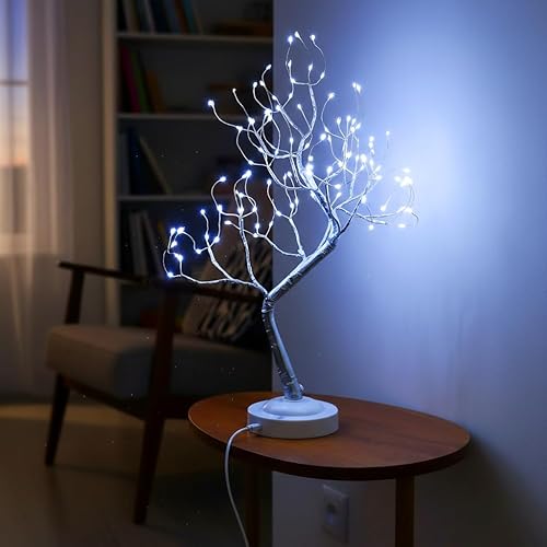 Miniatura 2 de 108 luces LED para árbol bonsái, funciona con bateríaUSB, lámpara de árbol artificial de mesa de 20 pulgadas para sala de estar, dormitorio,