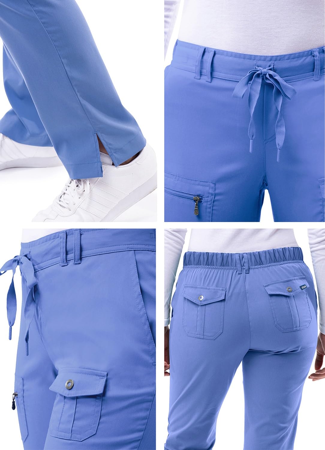 Adar Pro Damskie Kittel - Medyczne spodnie do jogi Skinny - P4100P - Ceil Blue - 3X