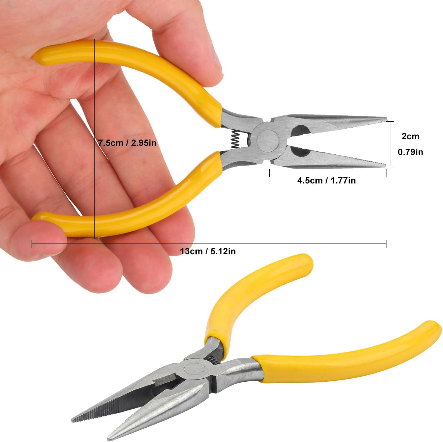 16 Pack 5 inch Mini Needle Nose Pliers | Precision Small Long Nose Pliers with Side Cutter for Jewelry Making, Electronics, and Crafts