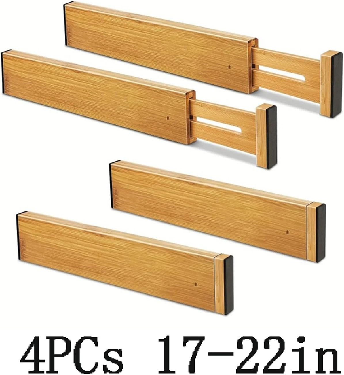 Drawer Dividers Organizers Adjustable Expandable Spring Loaded Separators for Kitchen Bedroom Dresser Offic(4PCs 17-22in)