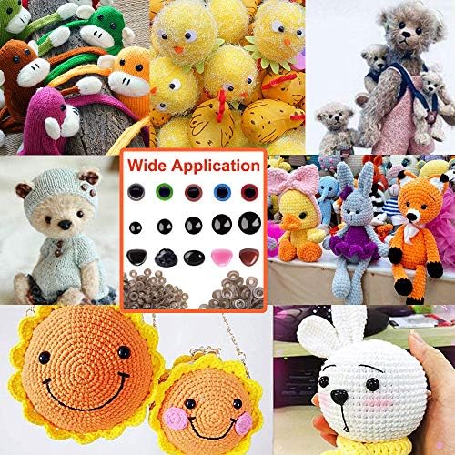 Safety Eyes and Noses 560Pcs,170Pcs Colorful Craft Doll Eyes Black Teddy Bear Toy Eyes 6mm-14mm/110Pcs Safety Nose/280Pcs Washers,Plastic Safety Eyes and Noses for Soft Toy Making/DIY Knitted Dolls