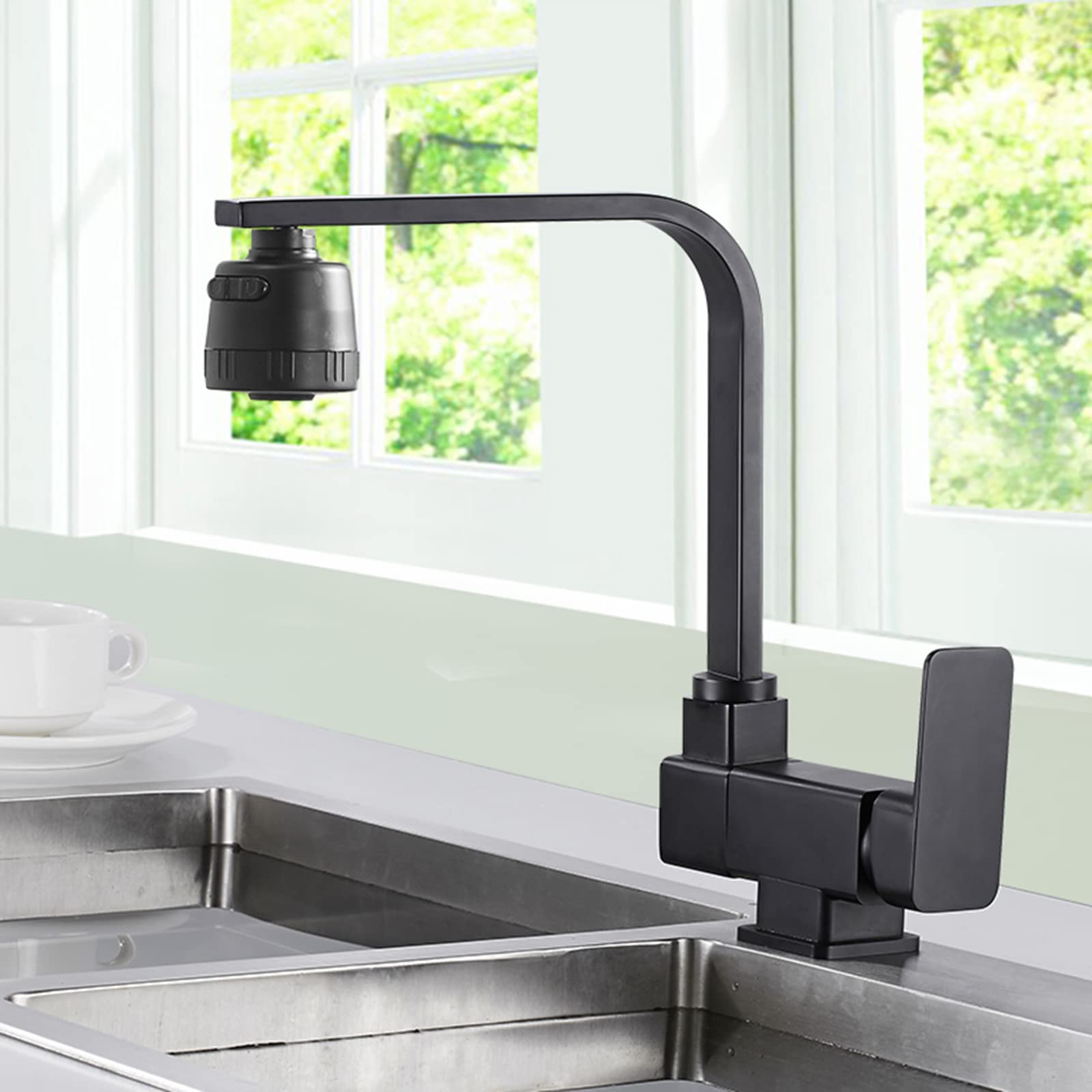 Robinet mitigeur d'évier de cuisine pliant en laiton noir