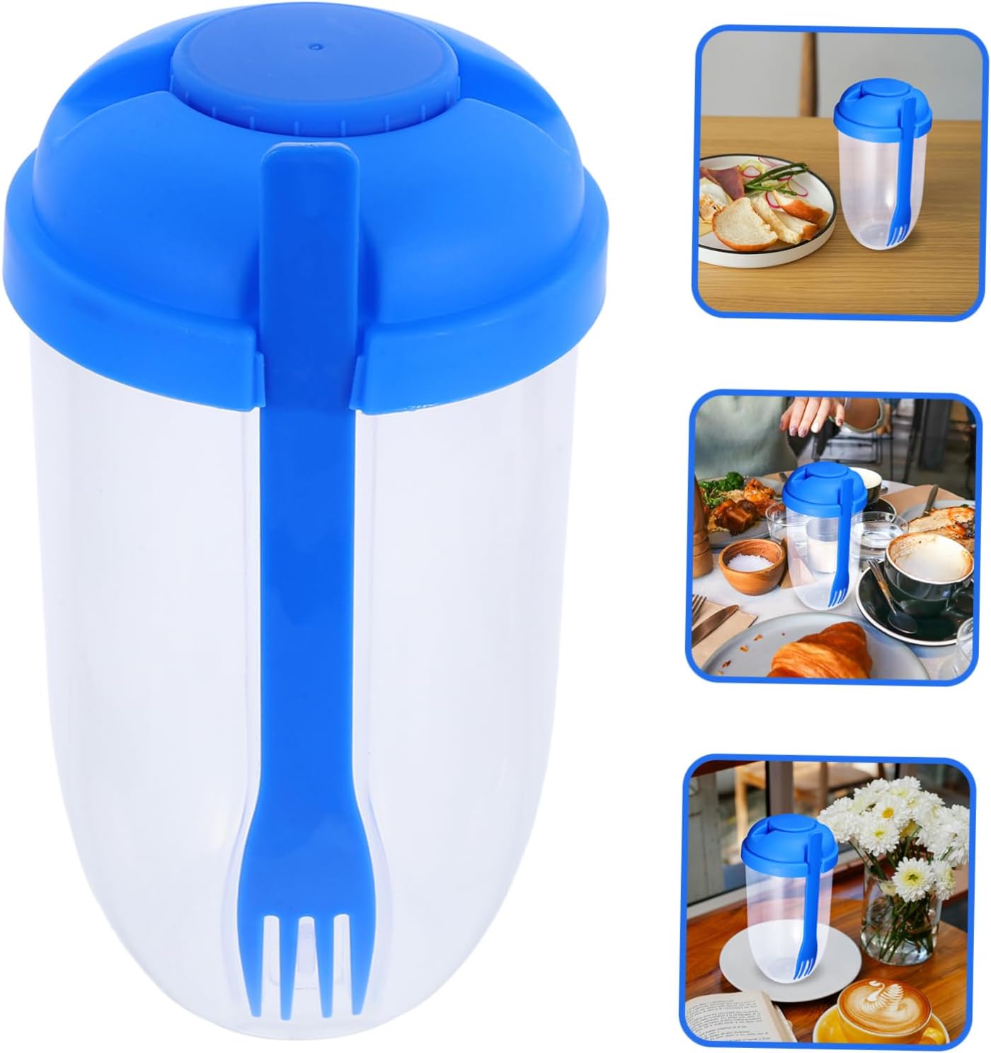 Leakproof Plastic Portable Salad Shaker Cup with Fork