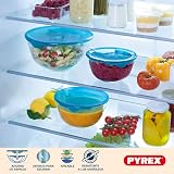 Pyrex® - Prep & Store - Set di 3 ciotole in vetro resistenti con coperchio (0,5L - 1L - 2L) - Senza BPA - 3