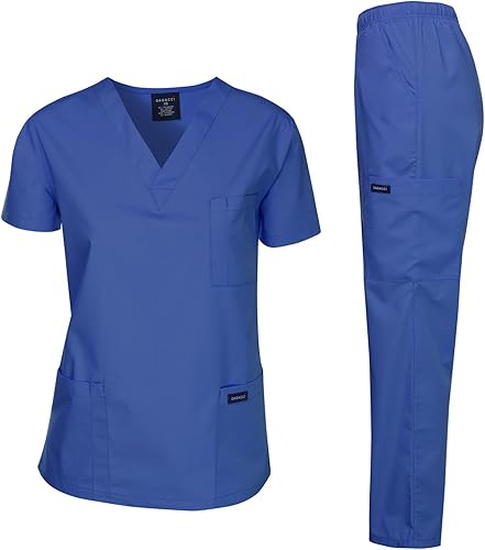 Dagacci - Juego de uniformes médicos para mujeres y hombres, juego de ropa quirúrgica con camiseta y pantalones