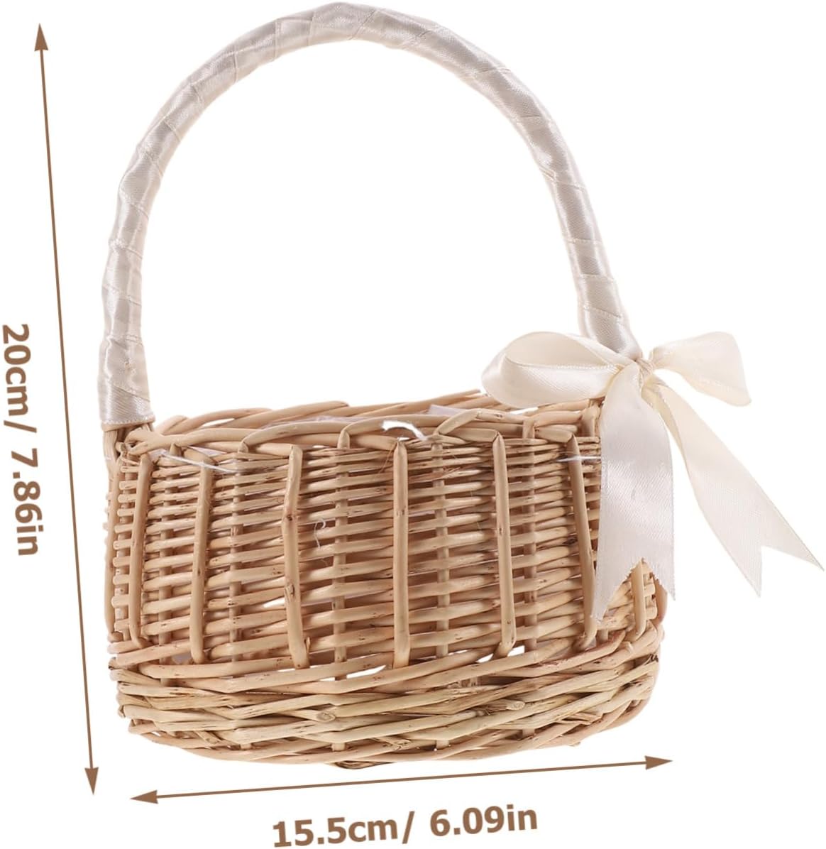 Cabilock Woven Flower Girl Basket with Handle Portable Handheld Rustic Wicker Storage Holder for Wedding Decor and Home Organization Lightweight Natural Handmade Floral Arrangement Basket image 2