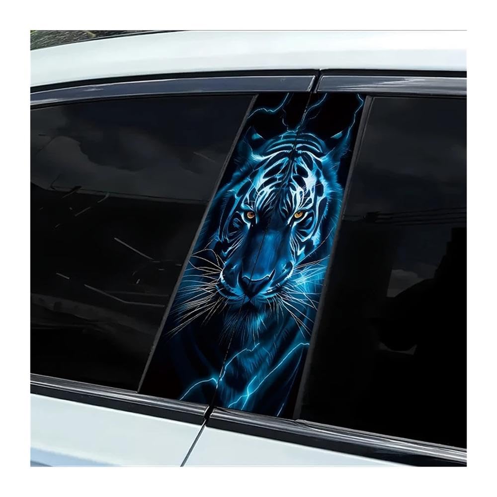Body Parts 2 Pieces of Automotive B-Pillar Stickers Blue Tiger Smooth Material Protection Film