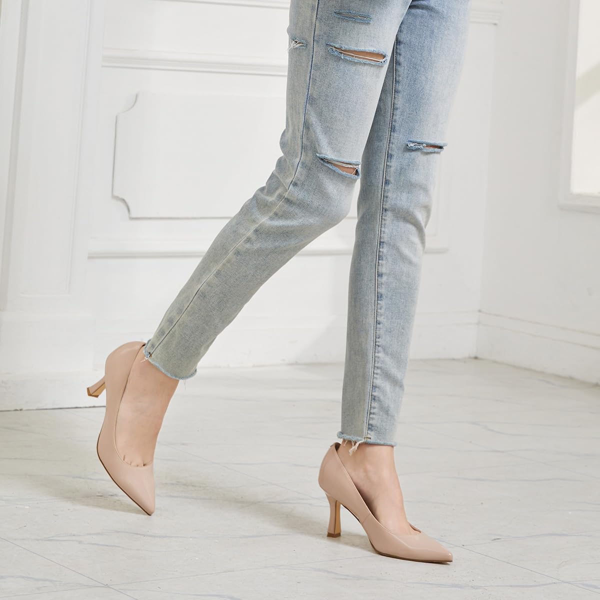 Women's Closed Toe High Heels Dress Pointed Toe Wedding Pump Shoes Prom Bridal Work Office Pumps for Women - Image 7