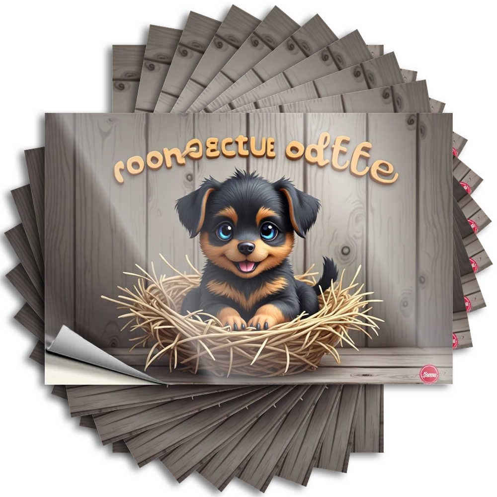 Fzfn Colour Bumper Coffee Waterproof Vinyl Sticker | Adorable Puppy In Nest With Wooden Background New Bottle For Long Diy Projects(8X12cm)