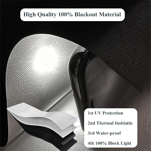 Miniatura 2 de OGU Persianas rectangulares 100% opacas para ventanas, 118 x 57 pulgadas, cortinas opacas portátiles, sin taladro, fácil de cortar, para dormitorio,