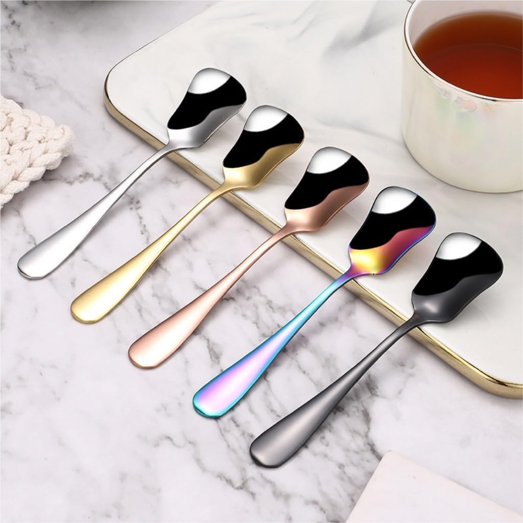 Spoons, Spoons 5-piece Set Of Stainless Steel Small Spoon Creative Coffee Spoon Dessert Pudding Cake Spoon Household Seasoning Spoon