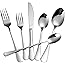 Silverware Set,24-Piece Stainless Steel Flatware Set,Cutlery Tableware Set for 4,Utensils for Kitchens,Mirror Finish，Dishwash