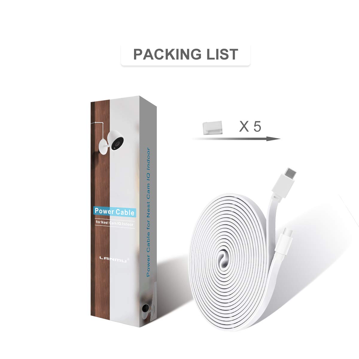Power Cable Compatible With Nest Cam Iq Indoor Lanmu Power