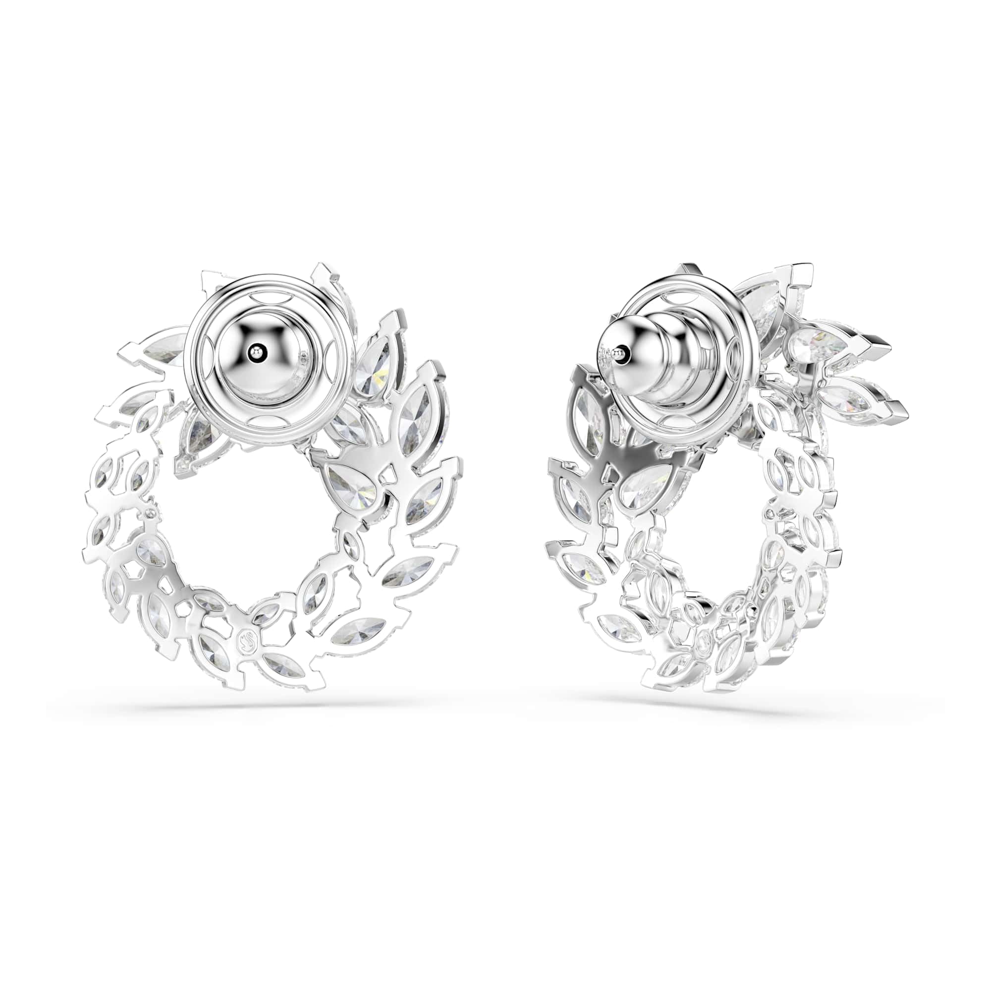 Swarovski Mesmera Orecchini A Cerchio, Taglio Marquise, Bianco, Placcato Rodio