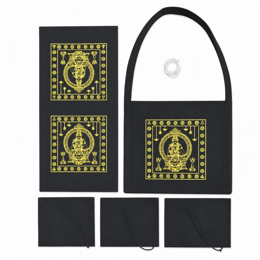 Sabarimala Ayyappa Irumudi Yatra Bag Set for Swami Ayyappan | Cotton Drill Cloth | Pilgrimage Pooja Travel Bag (Black)-picture-32