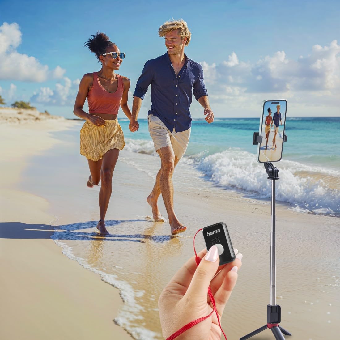 Hama Statyw do Telefonu, Uchwyt Selfie Stick z Pilotem Bluetooth, Ultralekki, Teleskopowy, Wysuwany do 70 cm, Odporny na Skręcanie, Idealny do Podróży i Streamingu