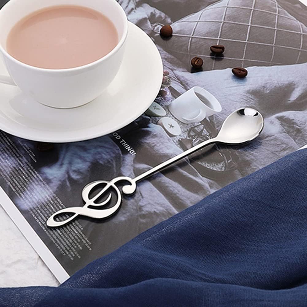 MIVIDE 16 stück Kaffeelöffel Musiknote, Dessertlöffel Edelstahl, Musiknoten Löffel Dekorative für Musiker Geschenke, Kaffee, Tee, Dessert (Silber und Gold)