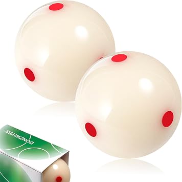 Pro-Cup Pool Cue Ball 2 1/4" 6 Red Dots AAA-Grade Regulation Size Billiard Training Cue Ball 2 Pack