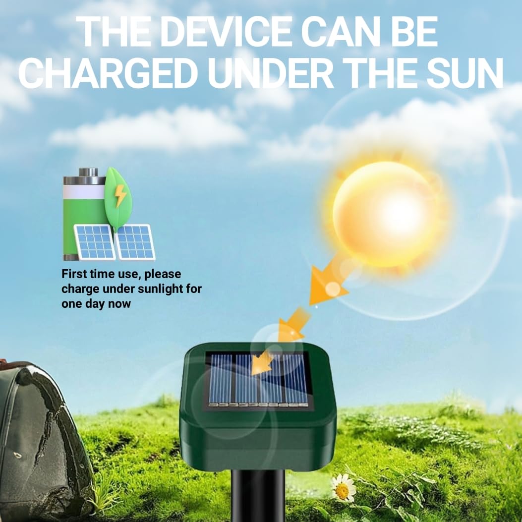 Dissuasori per Topi, Ultrasuoni per Topi da esterno 4 Pezzi, Repellente per Talpe, Ultrasuoni per Talpe, Dissuasori per Serpenti, Dissuasore Solare per Giardino e Campeggioi - 5